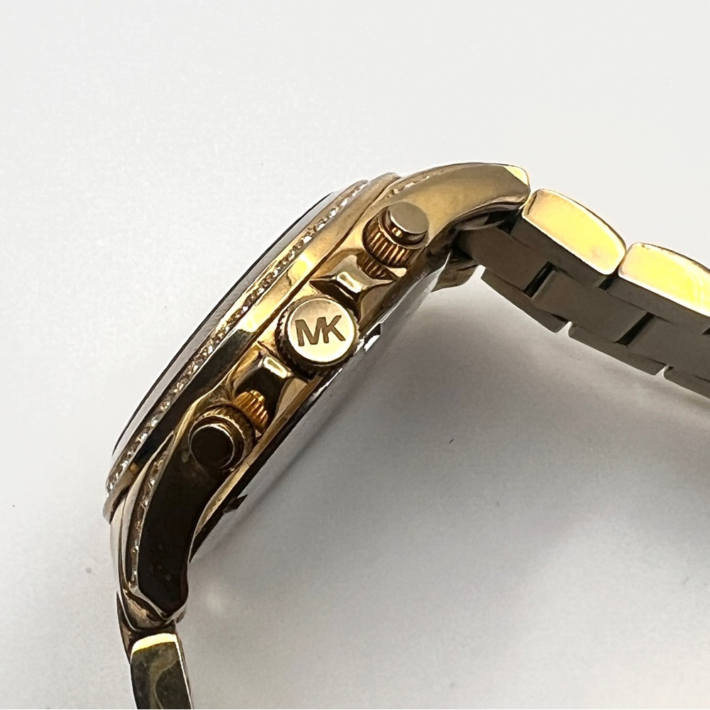 Michael Kors Blair Glitz Womens Watch MK5166 Gold Crystal Bezel 6" New Battery - Picture 10 of 13